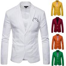 Повседневные модные костюмы Мужской Блейзер masculino slim fit casaco jaqueta masculina пальто Мужская куртка Осень Белый 2024 - купить недорого