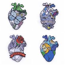 Anatomical Human Heart Patch For Clothing Iron On Painting Ocean World Butterfly Rose Patches For Clothing Van Gogh Stripe Patch 2024 - buy cheap