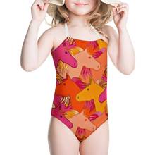 HYCOOL New Girls One Piece Swimsuits Cartoon Cute Horse Pattern Swimming Wear Baby Kids Summer Bathing Suits Children Swimwear 2024 - buy cheap