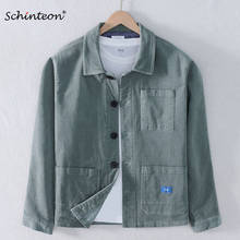 Schinteon Men Corduary Jacket Three Front Pockets Spring Loose Outwear Casual Top Turn-down Collar Coat High Quality New 2024 - buy cheap