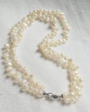 2 strands 9mm bright white flat baroque pearl necklace natural Freshwater PEARL Women Jewelry 35cm 43cm 14'' 17'' 60cm 2024 - buy cheap