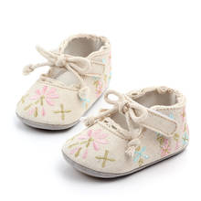 Sapatos de algodão respirável para bebês, sapatos de meninas para bebês recém-nascidos, calçados antiderrapantes e bordados de algodão para meninas de 0 a 18m 2024 - compre barato
