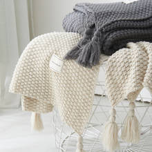 Manta de hilo con borla, color gris, Beige, liso, para cama, sofá, capa de moda textil para el hogar, 130x160 cm, tela tejida 2024 - compra barato
