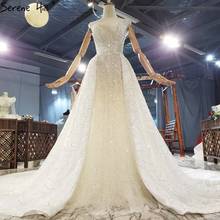 Dubai Ivory Mermaid Sleeveless Sexy Wedding Dresses 2021 O-neck Beading Luxury Bling Bridal Gowns HX0308 Custom Made 2024 - buy cheap