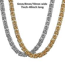 Fashion 6mm/8mm/10mm 316L Stainless Steel Necklace Gold Silver Color Handmade Byzantine Link Chain For Mens Womens 2024 - buy cheap