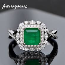 PANSYSEN Vintage Jewelry Solid 925 Sterling Silver Rings Luxury Emerald Diamond Cocktail Ring for Women Anniversary Party Gift 2024 - buy cheap