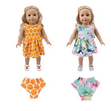 Doll Print Dress Fashion Suitable 18 Inch American Doll And 43cm Baby New Born Doll , Our Generation Christmas Gift For Girl 2024 - buy cheap