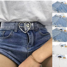 Ремень женский прозрачный с пряжкой-сердечком, милый модный пояс для джинсов и платьев 2024 - купить недорого