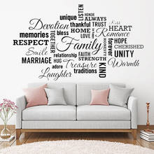 Family Word Cloud Wall Sticker Vinyl Lettering Home Love Faith Respect Inspirational Decal Housewarming Art Bedroom Decor HY1151 2024 - buy cheap