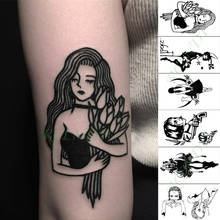 Водонепроницаемая Временная тату-наклейка цветок пистолет Луна маленький размер арт тату поддельные тату флэш-татуировки для девушек мужчин женщин 2024 - купить недорого