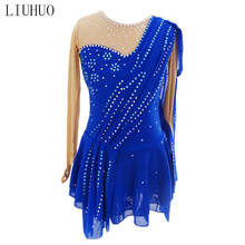 LIUHUO-vestido de patinaje sobre hielo para mujer y niña, ropa de LICRA azul, patinaje sobre ruedas, Ballet 2024 - compra barato
