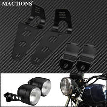 Suporte universal de farol para motocicletas, suporte de aço inoxidável para montagem, braçadeiras preto para harley chopper bobber cafe racer 2024 - compre barato