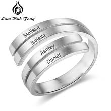 Personalized 4 Name Ring for Women Engraved Name Date Stackable Ring Custom Family Ring  Stainless Steel Jewelry  (Lam Hub Fong) 2024 - buy cheap