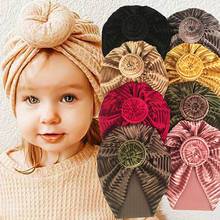 Solid Color Velvet Baby Girls Hat Turban Cute Knotted Infant Toddler Headwraps Soft Kids Children Caps Beanies 2024 - buy cheap