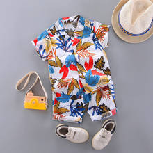 Summer Children Clothing Baby Boys Girls Print Full Leaf Lapel Short Sleeve Shirt Shorts 2Pcs/Set Kids Infant Toddler Tracksuit 2024 - buy cheap