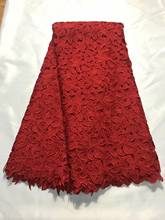 Tela de encaje africano, tejido de encaje de guipur de Color rojo, cordón nigeriano de alta calidad para vestidos de novia, H-13-5 2024 - compra barato