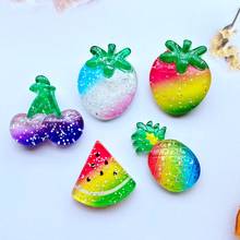 Mini coleção de frutas 20 peças, resina plana com parte traseira, acessórios para decoração de cabelo, artesanato, acessórios para laço h83 2024 - compre barato