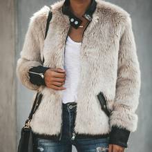 Goocheer Высокое качество для женщин теплый плюшевый мишка флис кожа лоскутное карман с длинным рукавом тонкая куртка на молнии одежда оверсайз пальто 2024 - купить недорого