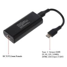 65 w mini fonte de alimentação dc adaptador carregador conector usb tipo c conversor para lenovo hp asus computador portátil acessórios d08a 2024 - compre barato