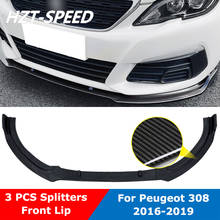 3 PCS ABS Small Car Body Kit Front Shovel Bumper Lip Chin Spoiler Diffuser For Peugeot 308 2018 2024 - buy cheap