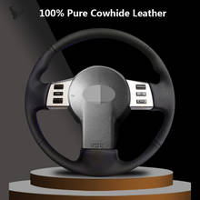 Cubierta de volante de cuero genuino, cosida a mano, negra, para Infiniti FX FX35 FX45 2003-2007 Nissan 350Z 2003-2006 2024 - compra barato