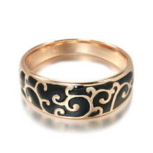 Wbmqda Hot 2021 Vintage 585 Rose Gold Black Enamel Ring Statement Ethnic Jewelry Accessories Punk Big Rings For Women 2024 - buy cheap