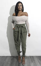 Calça feminina cintura alta com bolsos, peça calça feminina estilo pencil 2024 - compre barato