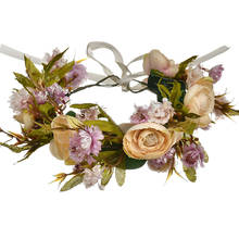 Simulated Rose Flower Crown Hairbands for Women Designer Hair Head Bands Tiara Head Wreath Bridal Wedding Crown Hair Accessories 2024 - buy cheap