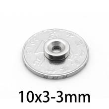 Micro imán permanente NdFeB super, 20-200 unidades, 10x3-3mm, N35 magnético de neodimio, 10mm x 3mm, circular perforado 2024 - compra barato