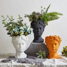Retrato estátuas personagem vaso de flores europeu vintage escultura abstrata cabeça de resina vaso de flores decoração mesa de casa 2024 - compre barato
