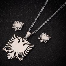 Oly2u  Albania Flag Double Headed Bird Shaped Jewelry Sets Chic Stainless Steel Eagle Necklaces for Men Women Party Wear 2024 - buy cheap