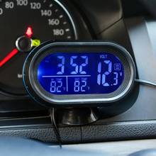 12-24v carro termômetro digital relógio interior automático led iluminado display lcd duplo medidor de temperatura voltímetro tensão tester 2024 - compre barato