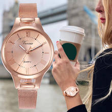 2019 брендовые модные женские часы из нержавеющей стали с сетчатым ремешком женские повседневные кварцевые часы Relogio Feminino 2024 - купить недорого