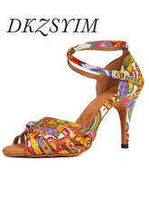 DKZSYIM Women's Latin Dance Shoes Satin Salsa Tango Ballroom Dance Shoes High-Heeled Soft Bottom Dance Shoes 6-10CM Originality 2024 - buy cheap
