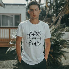 Модная мужская летняя футболка с надписью Jesus Faith Over Fear, повседневные футболки в стиле Харадзюку, мужские футболки с короткими рукавами, мужские топы, Camisetas 2024 - купить недорого