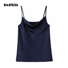 Tops sexys con tirantes finos para mujer, Top básico Halter sin mangas de seda satinada, camisola de verano, Tops blancos y negros 2021 2024 - compra barato