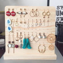 Detachable Wood Jewelry Display Hanging Stand Holder Rack for Stud Earrings Dangle Earrings Stand - 60 Holes Solid Bamboo Wood 2024 - buy cheap