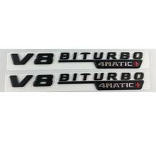 Matt Black V8 BITURBO 4MATIC+ Fender Emblems Badges for Mercedes 2024 - buy cheap