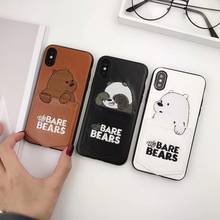 Capa de celular luxuosa de couro pu com desenho de urso para iphone 11 pro xs xs max xr 6s 7 8 plus capa de tpu macio com bolsos para cartões 2024 - compre barato