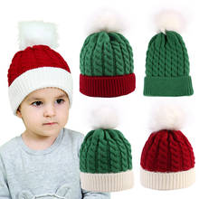 Autumn/Winter Christmas Children's Knitted Hat Winter Warm Baby Woolen Hat Red Green Baby Christmas Gifts Kids Christmas Party 2024 - buy cheap