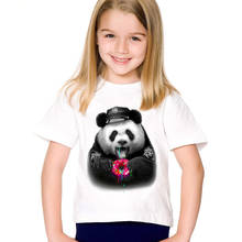 Camiseta con estampado de piruletas/Donut para niños, ropa informal de Panda y Policía, divertida, de verano 2024 - compra barato