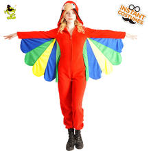 Fantasia de papagaio para mulheres adultas, traje de mascote vestido de fantasia de papagaio animal vermelho, roupas de cosplay para mulheres 2024 - compre barato