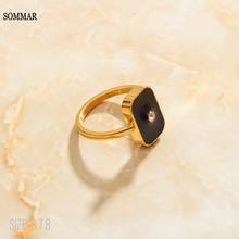 SOMMAR-Anillo de dedo cuadrado para mujer, accesorio de fiesta, color dorado, tamaño 6 7 8, color negro, precios en euros 2024 - compra barato