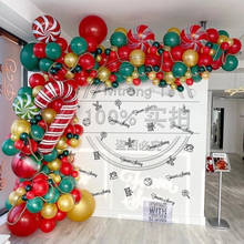 Balões para decoração de casa, 153 pçs, feliz natal, vermelho, verde, faça você mesmo, kit de corrente de balão, grande canetas de doces, santa fé, decoração de casa, natal 2024 - compre barato