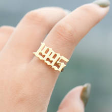 Oly2u винтажные золотые кольца из нержавеющей стали с номером года, уникальные Регулируемые кольца для женщин 1995 1996 1997 2024 - купить недорого