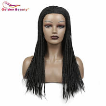 Golden Beauty Synthetic Straight Long Hair 22inch Black Braided Box Braids Wig 2X Twist Braids Wig SENEGALESE BRAID WIG 22" 2024 - buy cheap