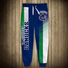 Vancouver men's casual Canucks sports pants Blue and green stitching stripes cartoon dolphin print sweatpants 2024 - buy cheap