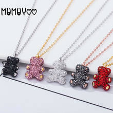 SWA Fashion Jewelry High Quality Cute Charm Bear Crystal Female Necklace 3D Crystal Bear Shape Clavicle Chain Romantic Gift 2024 - buy cheap