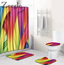 Zeegle Bath Mat Set and Bathroom Curtain Lid Toilet Cover Shower Curtain with Hooks Aborbent Bathroom Doormat 4pcs Toilet Set 2024 - buy cheap