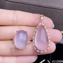 KJJEAXCMY-joyería fina de Plata de Ley 925 con incrustaciones de piedras preciosas de cuarzo rosa Natural, conjunto de colgante de collar de anillo popular, soporte de prueba 2024 - compra barato